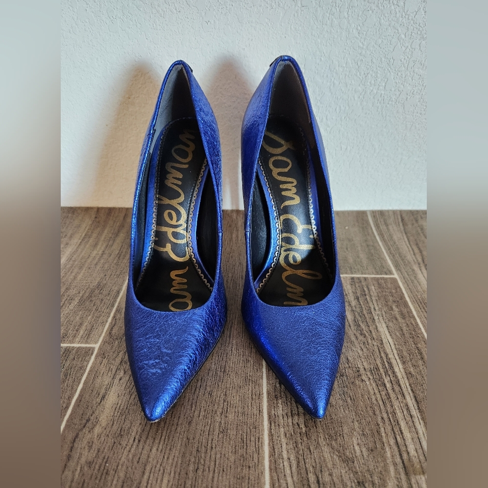 Sam Edelman Metallic Blue Heels "Danna" - Leather Stilettos